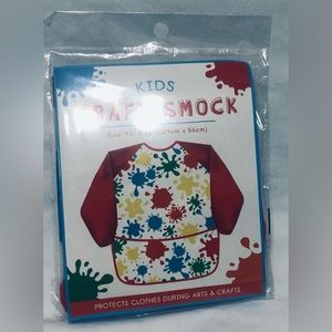 Kids Craft smock paint graphics adjustable tie band long sleeves red. 43” X 22”
